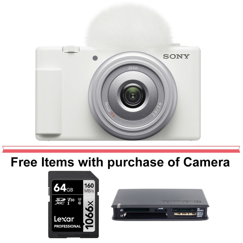 Sony ZV-1F Vlogging Camera (White) with Sony Vlogger's Accessory KIT (ACC-VC1)  