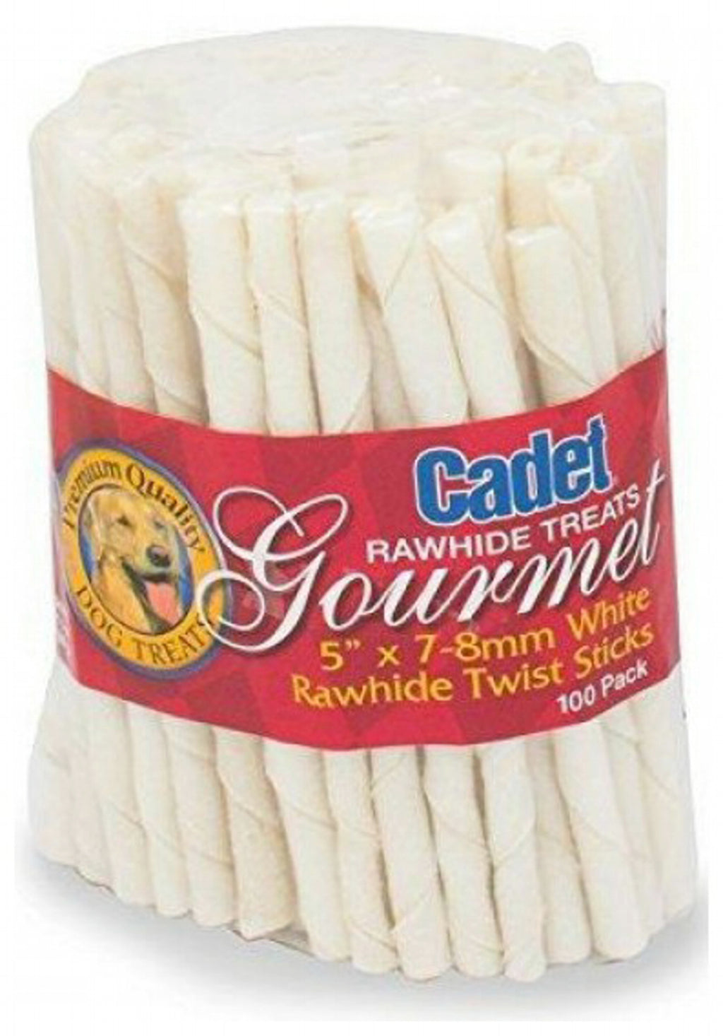 Cadet Rawhide Twist Stick Dog Chews, 5 Inch x 7-8 millimeter, 100 Count, 10 Pack - 