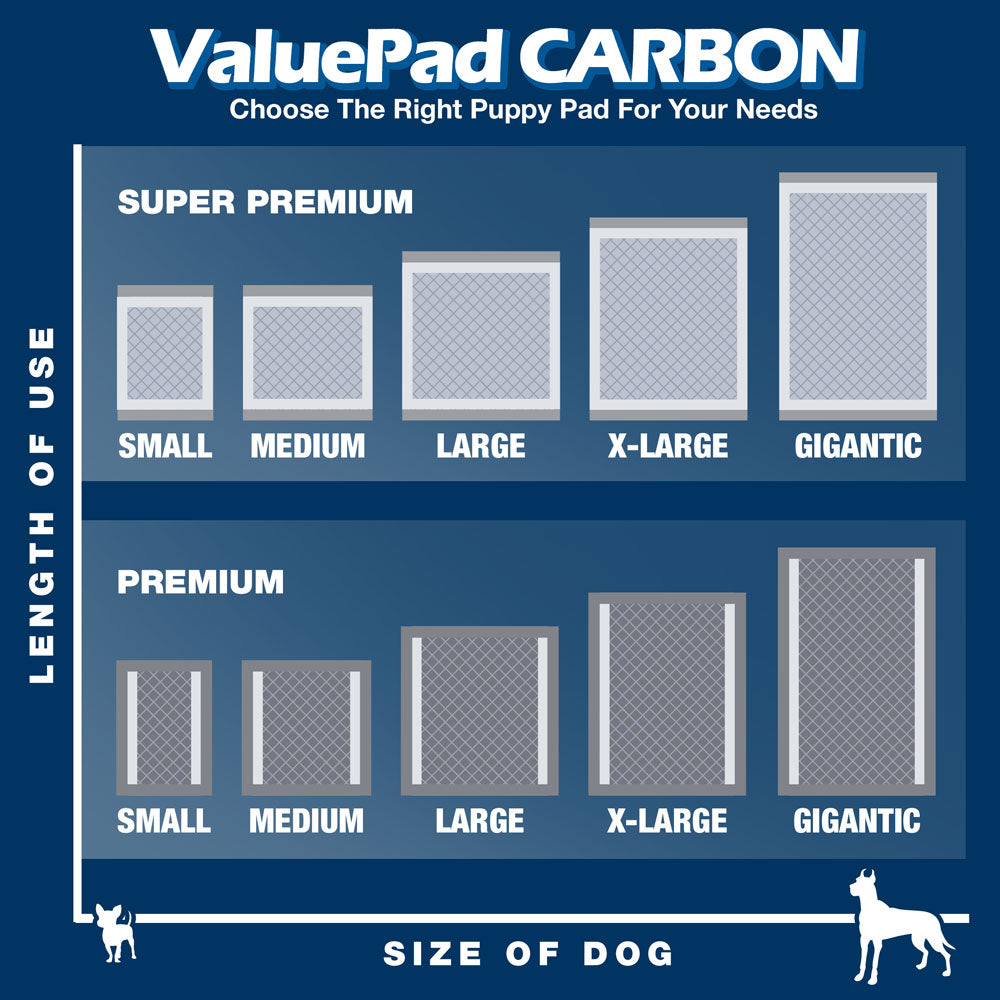 ValuePad Plus Carbon Puppy Pads, Medium 23x24 Inch, 200 Count - Premium Pee Pads for Dogs, Activated Charcoal Odor Control, Super Absorbent Polymer Gel Core, 5-Layer Design 